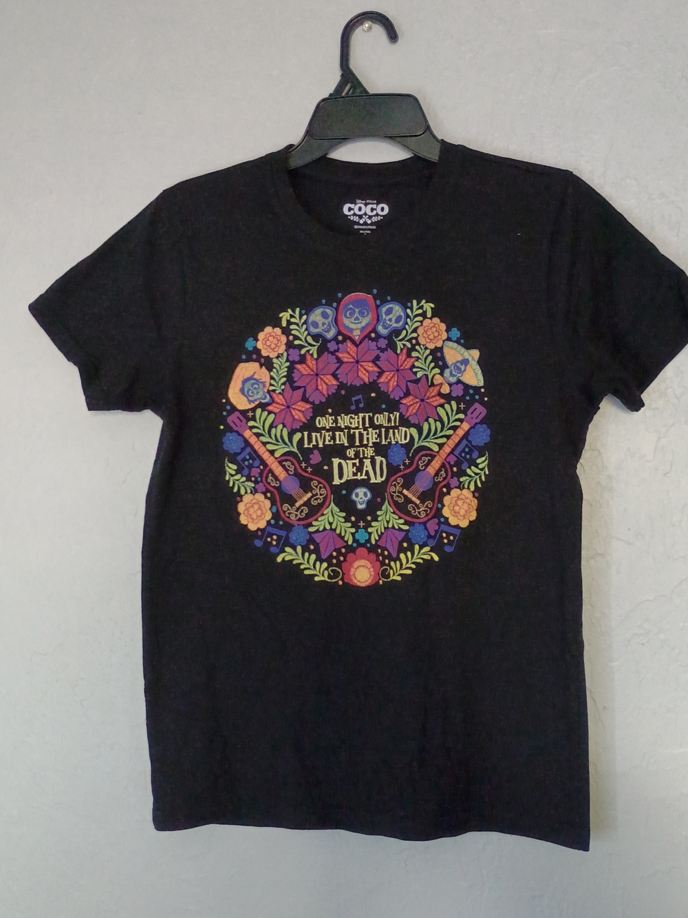 Disney Coco Men’s Black Graphic Tee - 'Live in the Land of the Dead'